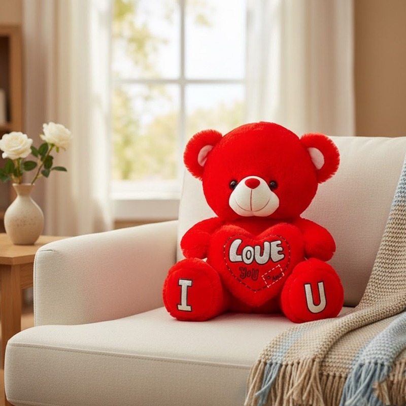 Peluche Ours avec Cœur Grand Format - Rouge - Image 2
