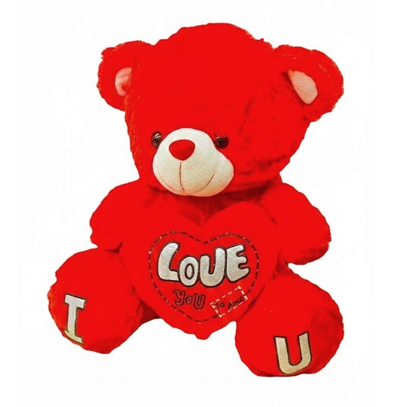 Peluche Ours avec Cœur Grand Format - Rouge