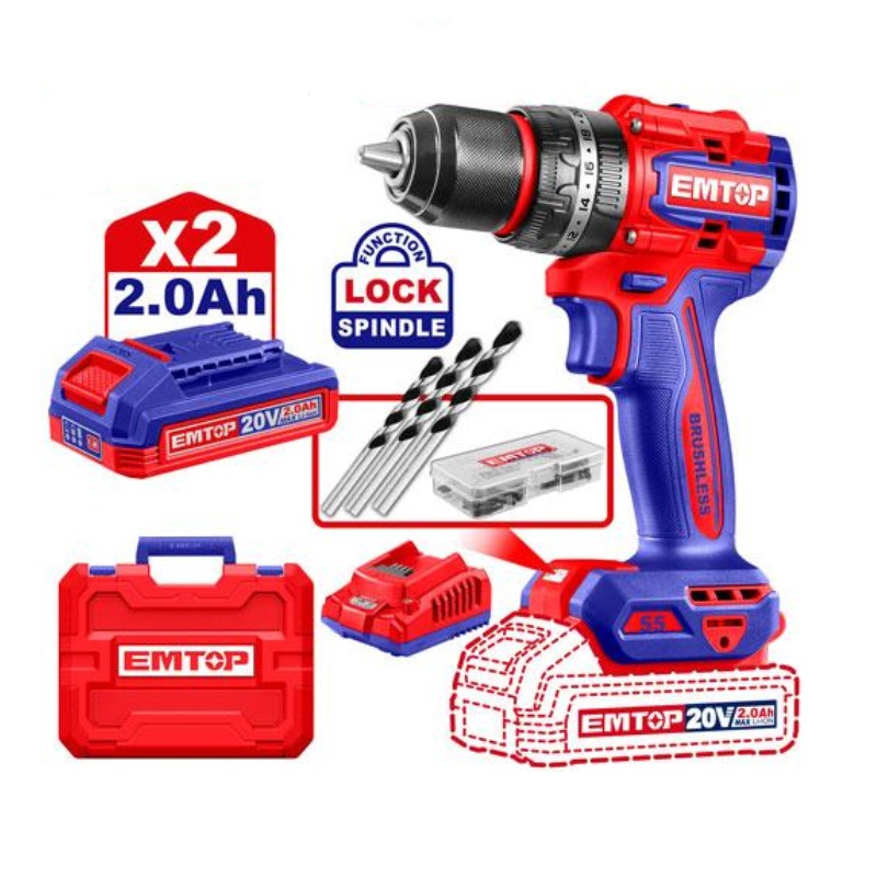Perceuse EMTOP Sans Fil À Perc Brush 20V 55NM - ECIDL20558  