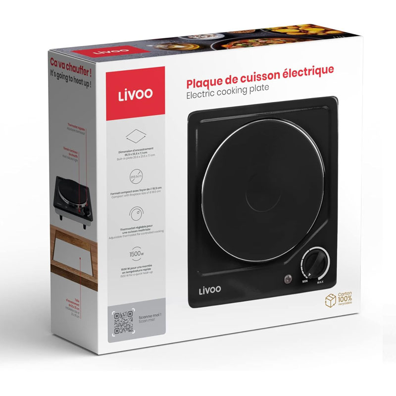 Plaque Électrique Encastrable LIVOO DOC167N 1500W - Noir - Image 3