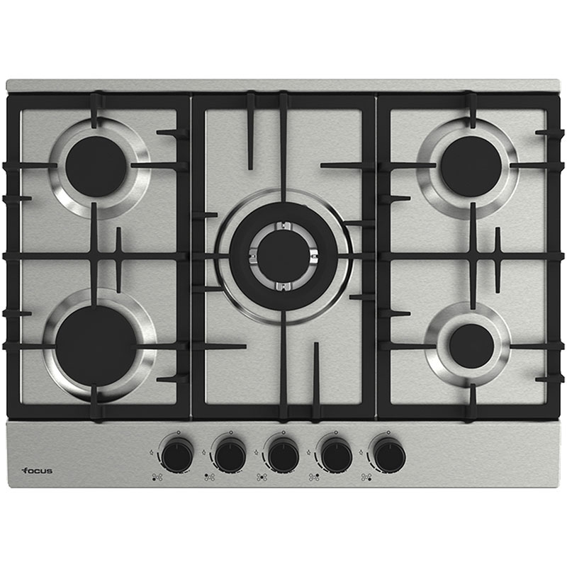 Focus F 478X - Plaque gaz 5 feux, 70 cm, sans thermocouple, Inox, Photo boutique MyTek chez MyTek