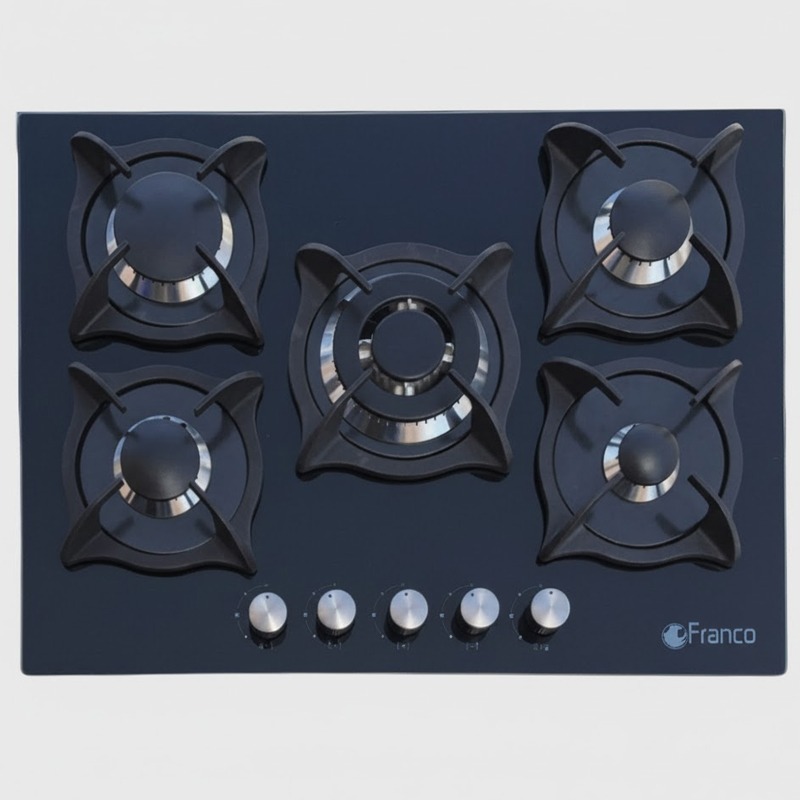 Plaque De Cuisson Encastrable FRANCO 374BF 5Feux 70 cm - Noir - Image 2