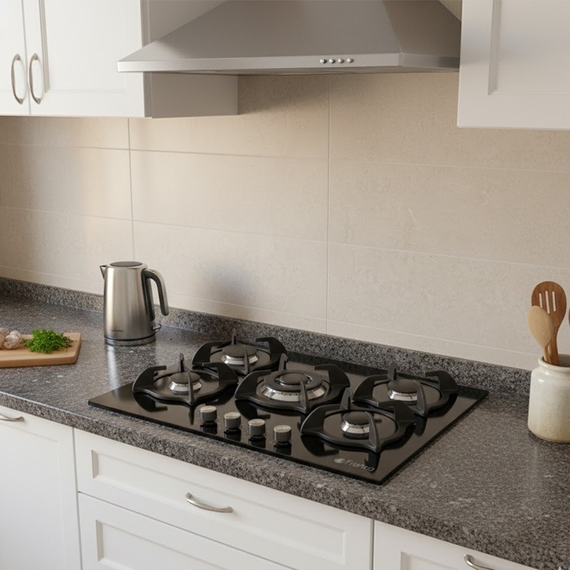 Plaque De Cuisson Encastrable FRANCO 374BF 5Feux 70 cm - Noir - Image 3