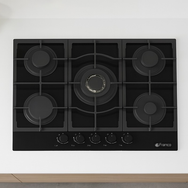 Plaque De Cuisson Encastrable FRANCO 454-BF 5Feux 70 cm - Noir - Image 2