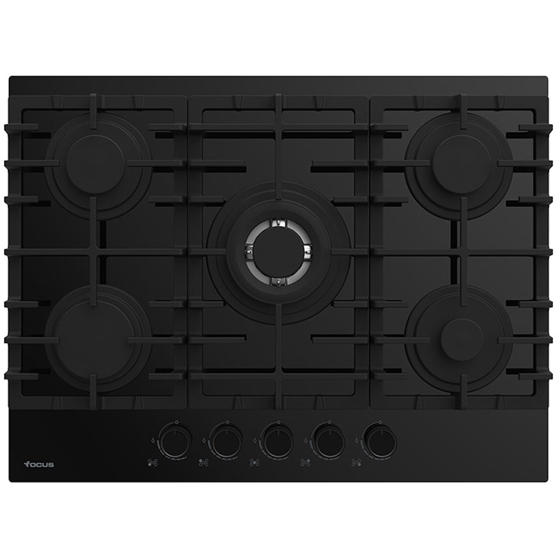 Focus F 8006BS - Plaque, 5 feux, 70 cm, avec thermocouple, gaz, noir, Photo boutique MyTek chez MyTek