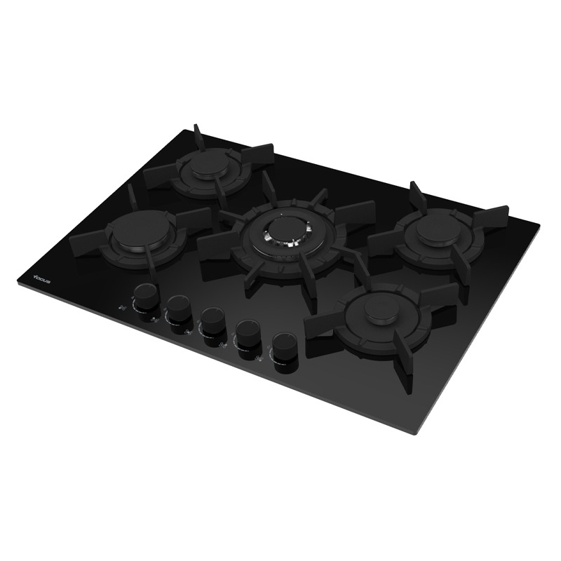Plaque de Cuisson Encastrable FOCUS F4017BS 5 Feux 75cm - Noir - Image 2