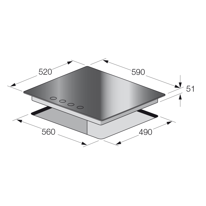 Plaque de Cuisson Encastrable FOCUS F404B 4 Feux 60cm - Noir - Image 2