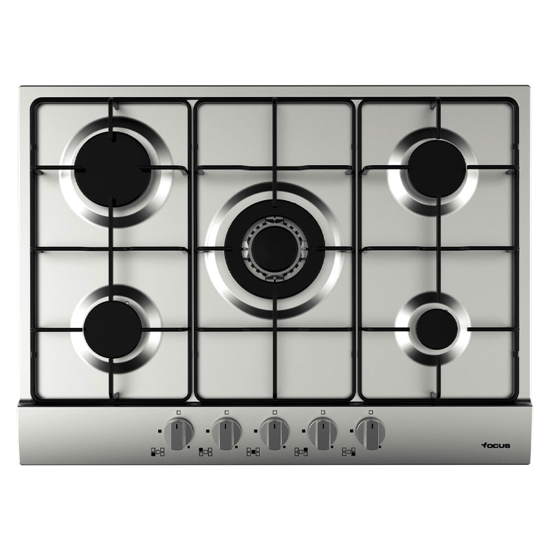 Focus F 407X - Plaque gaz 5 feux, 70 cm, sans thermocouple, Inox, Photo boutique MyTek chez MyTek