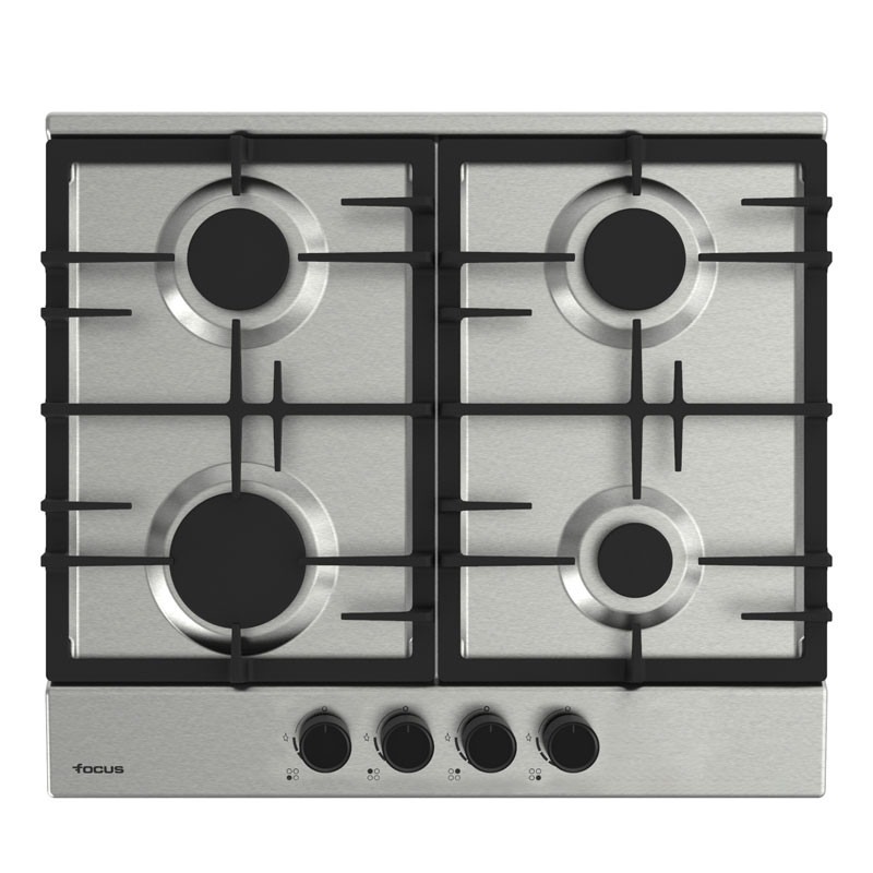 Focus F 408X - Plaque gaz 4 feux, 60 cm, sans thermocouple, Inox, Photo boutique MyTek chez MyTek