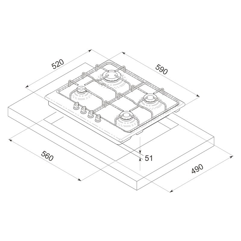 Plaque de Cuisson Encastrable FOCUS F408X 4 Feux 60 cm - Inox - Image 2