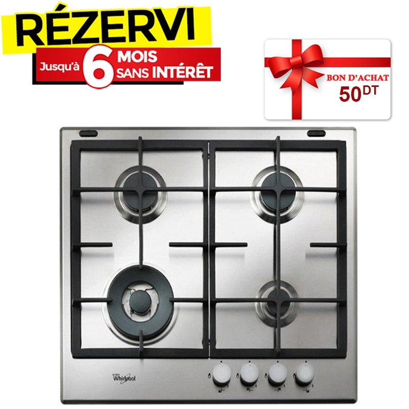 Whirlpool GMA 6422IX Acier inoxydable Comptoir 59 cm Gaz 4 zones, Photo boutique MyTek chez MyTek