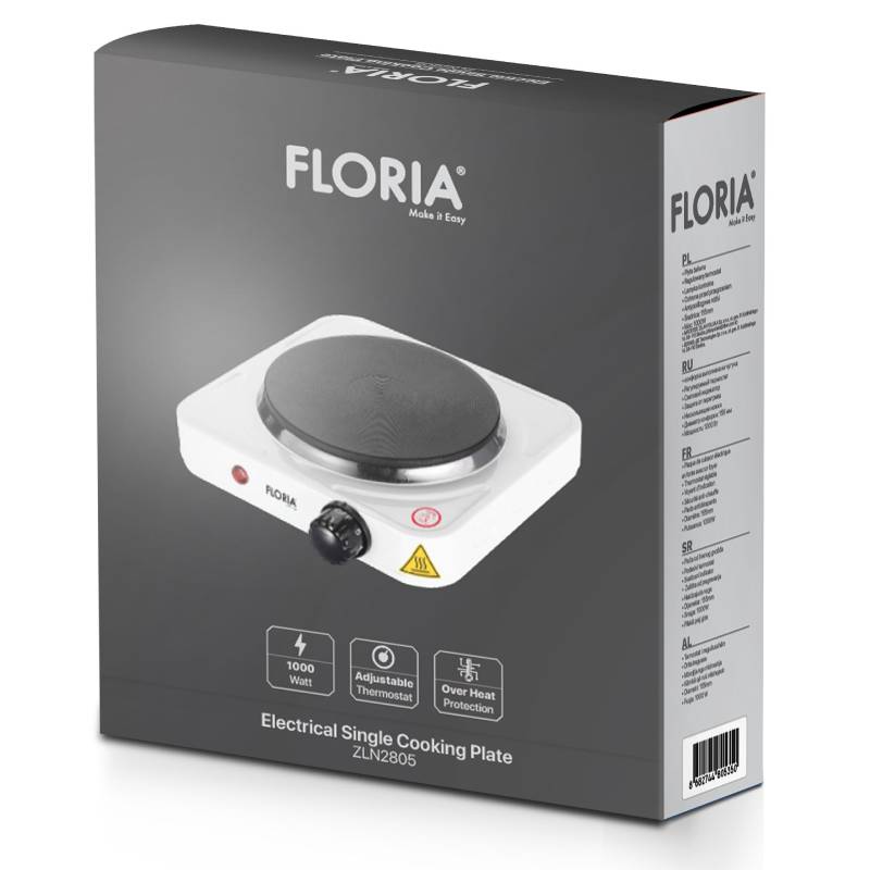 Plaque Électrique FLORIA ZLN2805 1000W - Blanc - Image 2