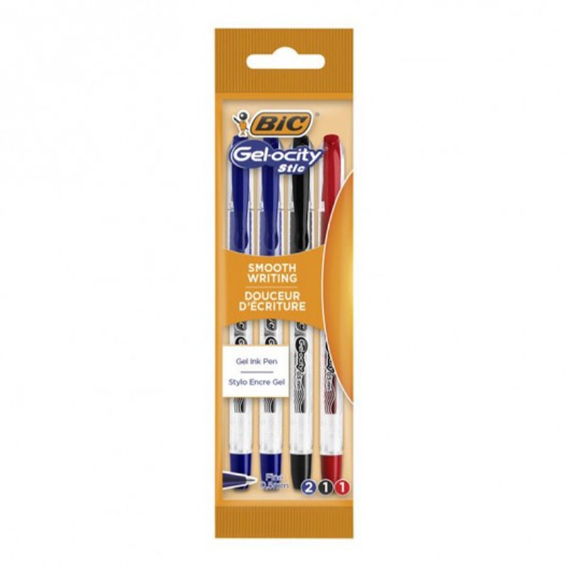 Pochette De 4 Stylos BIC GELOCITY - Assortis