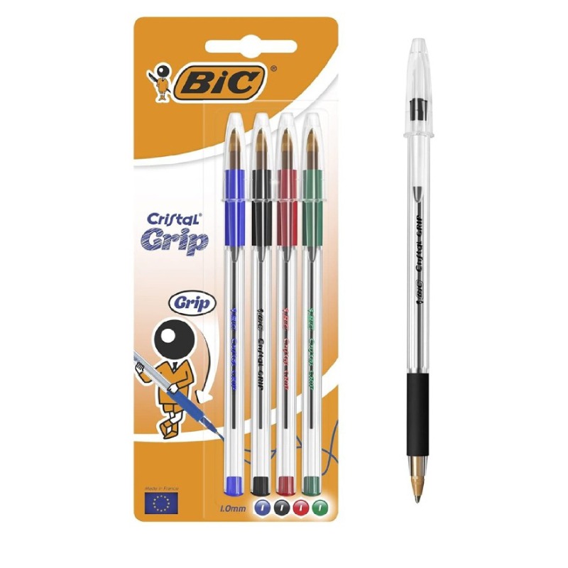 Pochette De 6+2 Stylos BIC Cristal Grip Bic Assorties - 3007994
