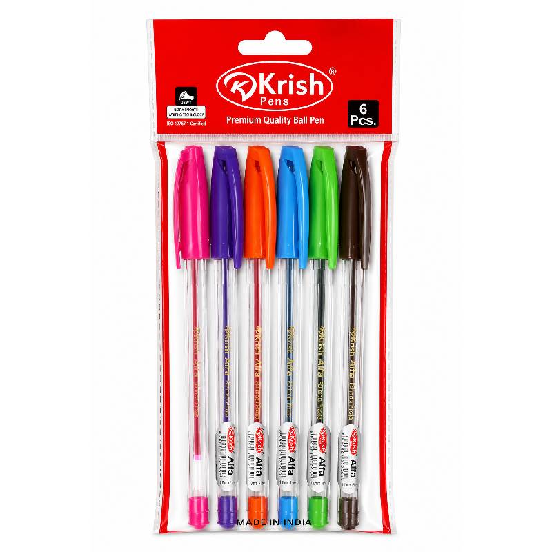 Pochette de 6 Stylos KRISH à Bille - Assortis