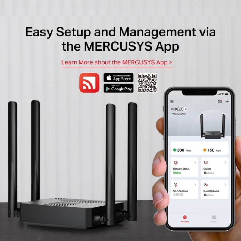 Point d'accès MERCUSYS Routeur Wifi 6 AX1500 - Noir - Image 5
