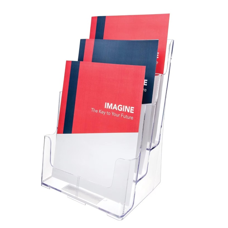 Porte Brochure FAIBO A4 3 Compartiment 32×23,5×16 cm - Transparent  - Image 2