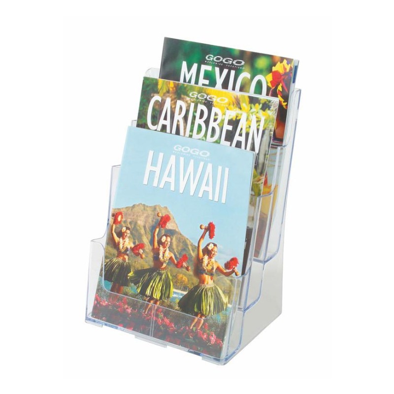 Porte Brochure FAIBO A4 3 Compartiment 32×23,5×16 cm - Transparent 