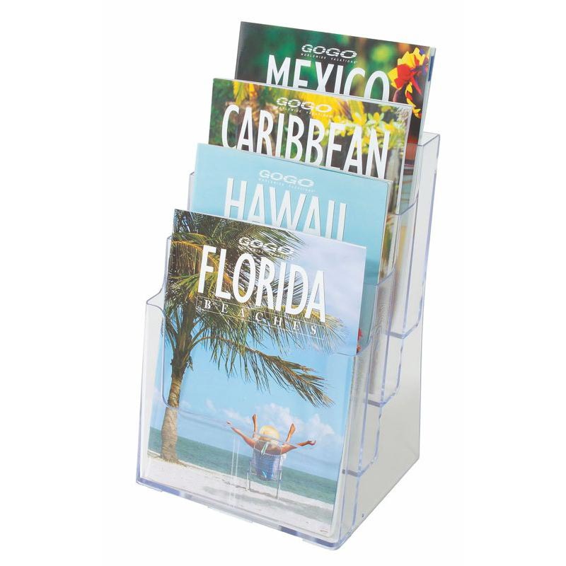Porte Brochure FAIBO A4 3 Compartiment 34,3×23,5×17,5 cm -Transparent 