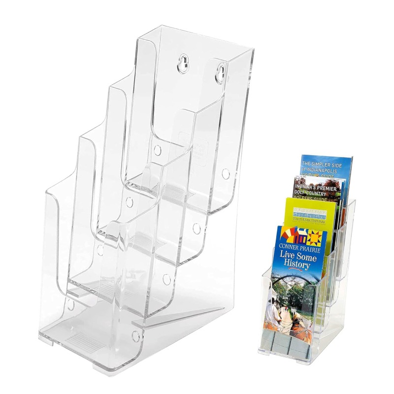 Porte Brochure FAIBO A6 4 Compartiments 26x11x15,5 cm -Transparent 
