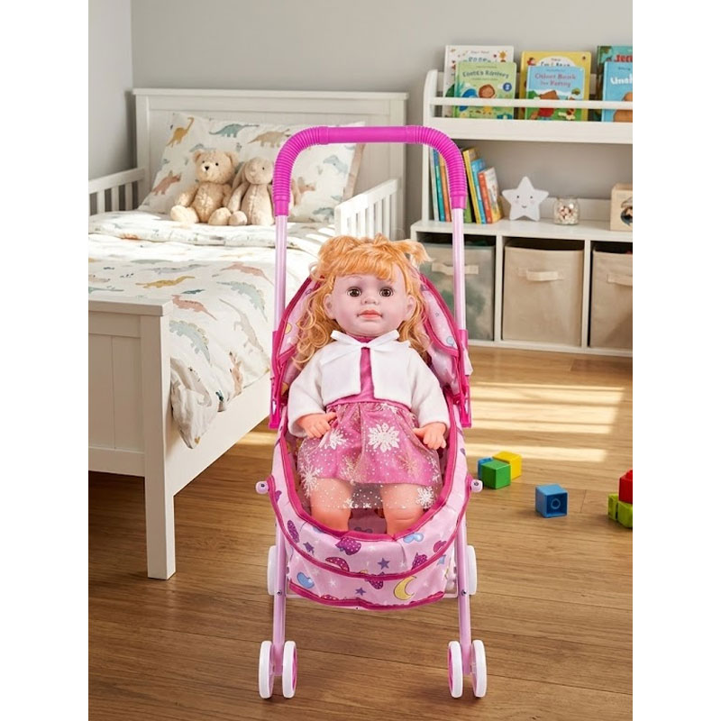 Poupée Lovely Baby DY777-8 Avec Poussette Pour Filles - Rose - Image 2