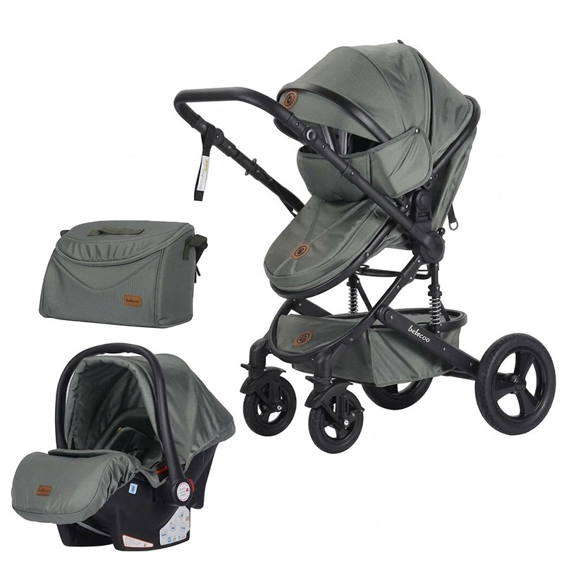 Poussette Landau BELECOO 531H-C Avec Sac Maman - Gris Foncé