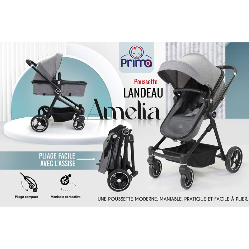 Poussette Landau PRIMA Amelia Réversible - Rouge - Image 2