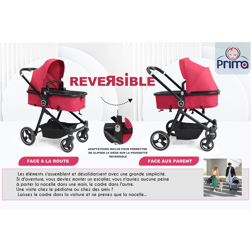 Poussette Landau PRIMA Amelia Réversible - Beige - Image 6
