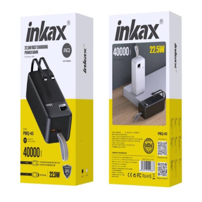 Power Bank INKAX PBQ43 22.5 Watts 40000 mAh - Noir - Image 2