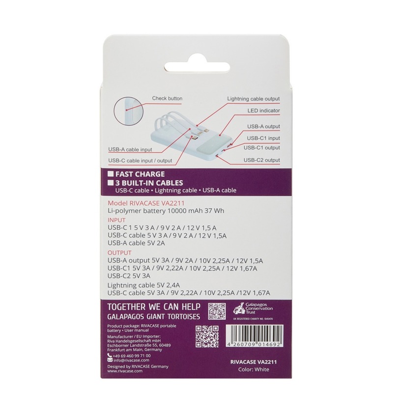 Power Bank RIVAVASE VA2211 10000 mAh - Blanc - Image 11