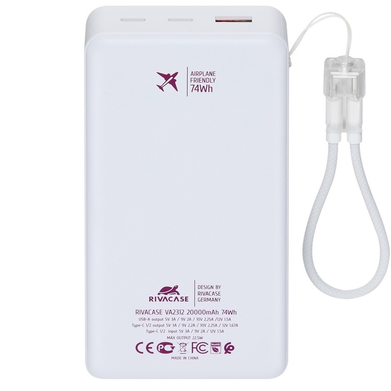 Power Bank VA2312 RIVAVASE 20000 mAh - Blanc - Image 2
