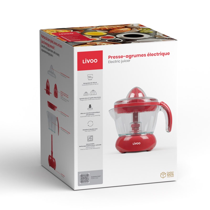 Presse Agrumes LIVOO DOD131R 0.7L - Rouge - Image 5