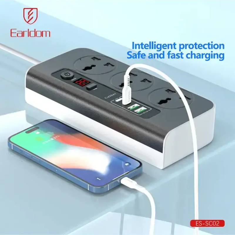 Prise de Courant EARLDOM ES-SC02 3 Ports + 2 USB + 2 USB-C - Noir - Image 5