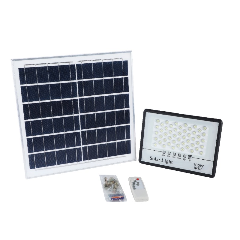 Projecteur LED Solaire 100W Extérieur Avec Télécommande et Détecteur