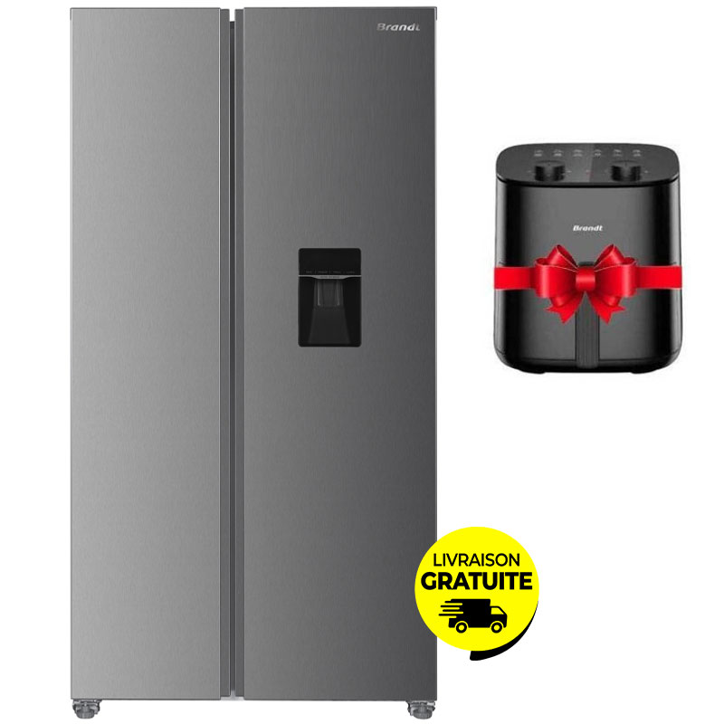 Réfrigérateur Side By Side BRANDT BFA701YDX 620 Litres NoFrost + Friteuse Sans Huile