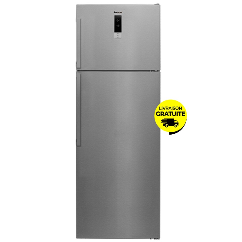 Focus QUADRA 5070 - Réfrigérateur double portes pose libre 70 cm, 500 L, No Frost, congélateur supérieur, afficheur électronique, Inox, Photo boutique MyTek chez MyTek
