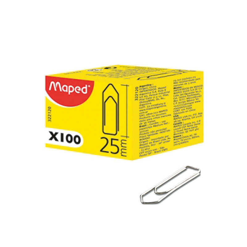 Boîte De 100 Trombones Medium MAPED 25 mm