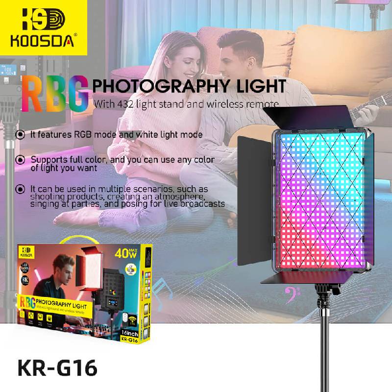 Ring Light KOOSDA KR-G16 LED RGB avec Support Smartphone - Image 2