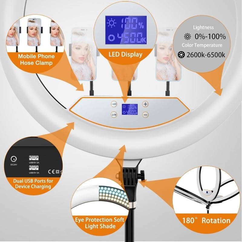 Ring Light LED 22 Pouces LJJ22 5500K avec Support Smartphone - Image 4
