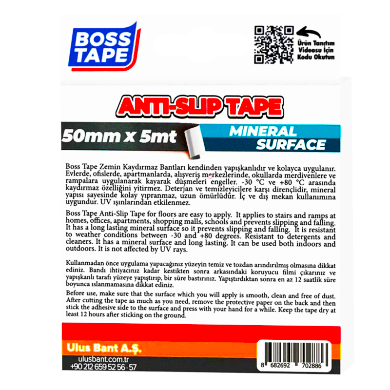 Ruban antidérapant BOSS TAPE pour escaliers au sol 50 mm x 5 mètres - Image 2