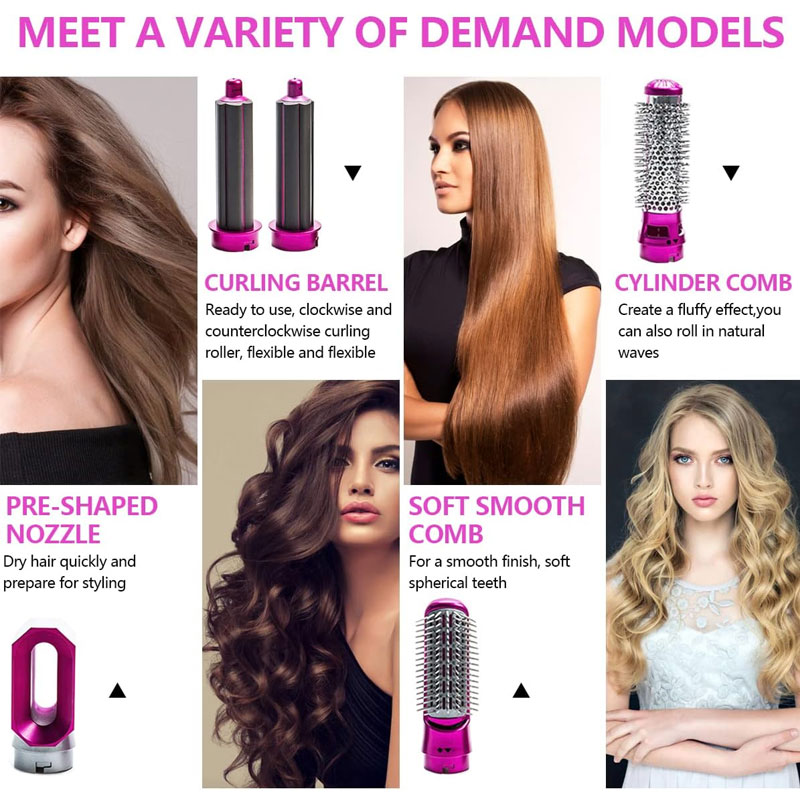 Sèche Cheveux 5EN1 Hot Air Styler 1000W - Rose - Image 3