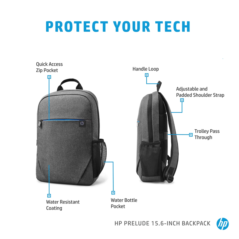Sac à dos HP Prelude Pour Ordinateur Portable 15.6" - Gris Foncé - Image 6