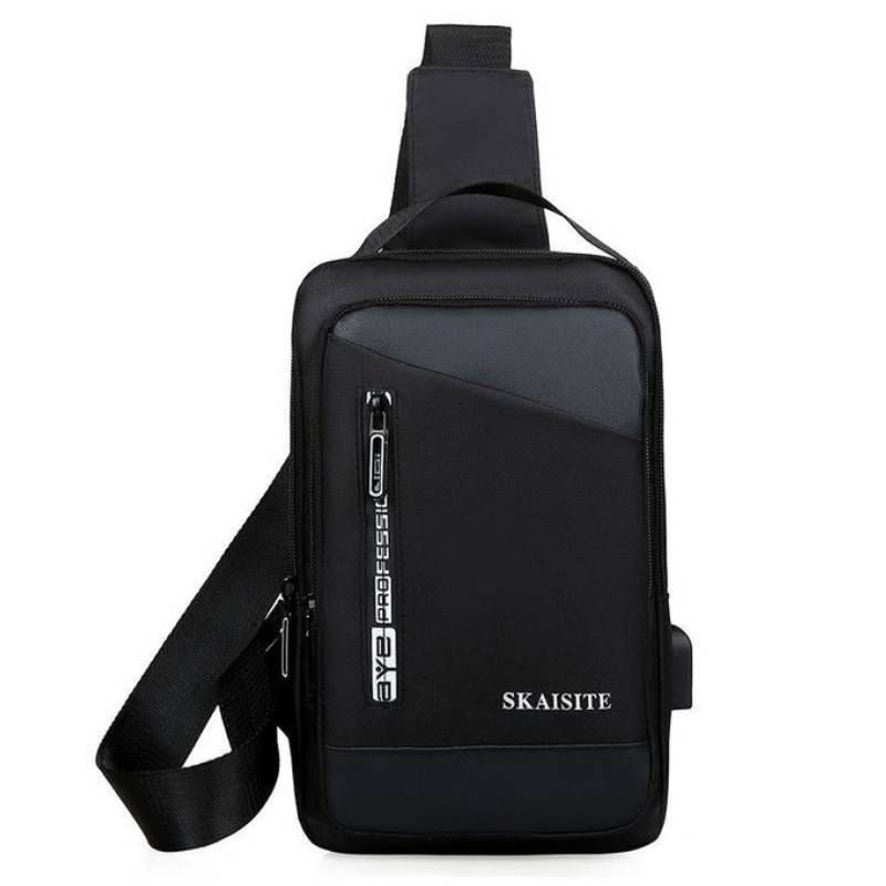 Sac à Dos Mono bretelle Anti-Vol Compact Avec port USB - Noir