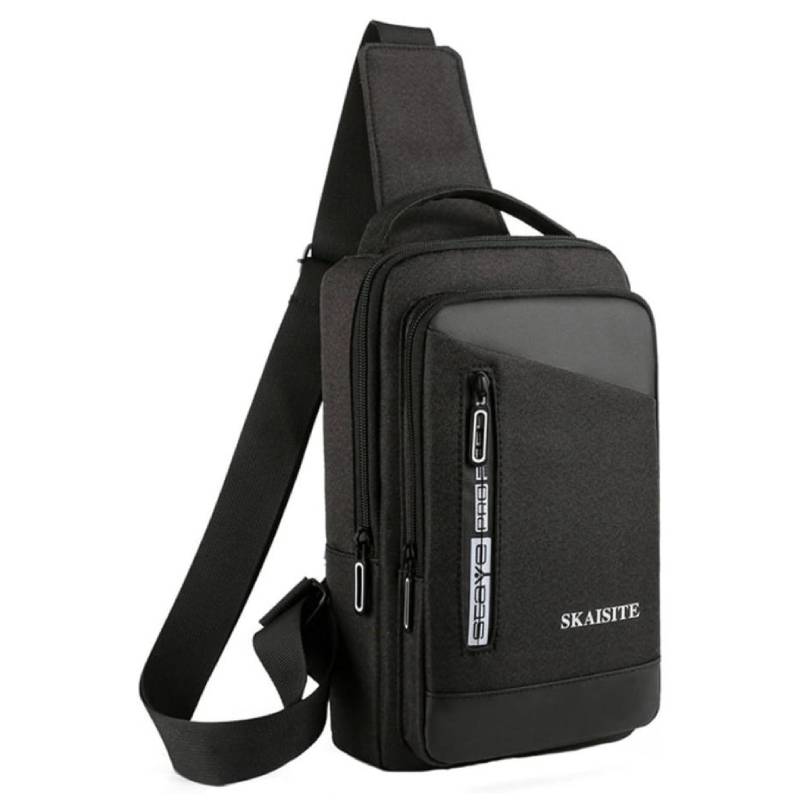 Sac à Dos Mono bretelle Anti-Vol Compact Avec port USB - Noir - Image 2
