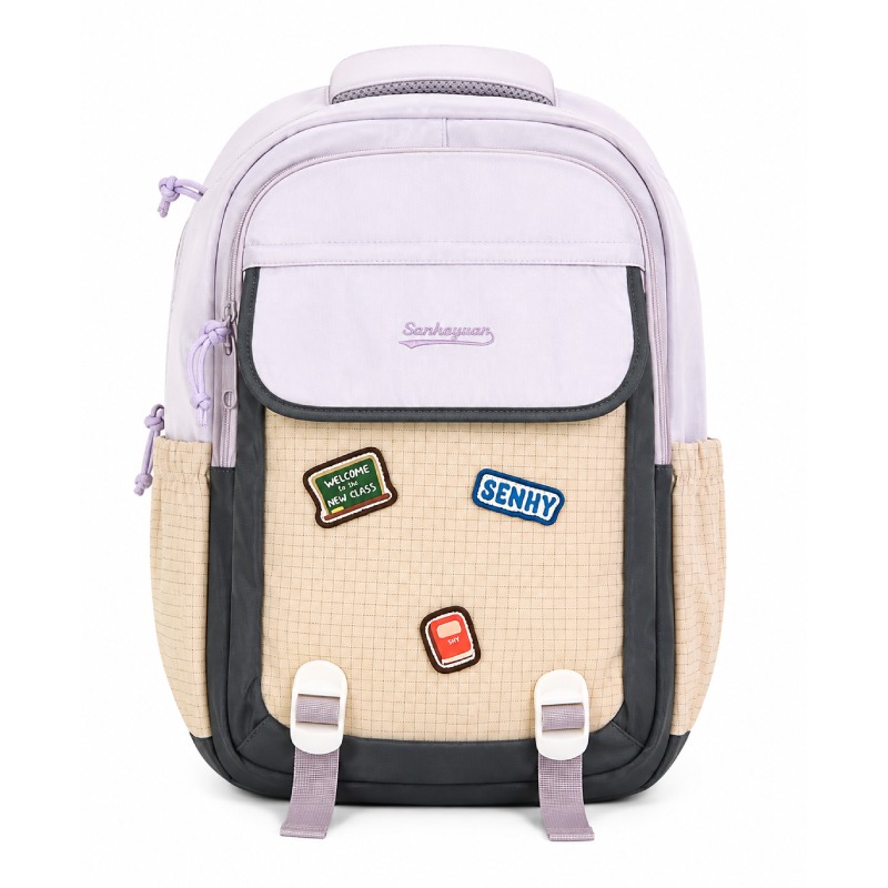 Sac À Dos Scolaire SENHEYUAN 3 Compartiments - Violet & Gris
