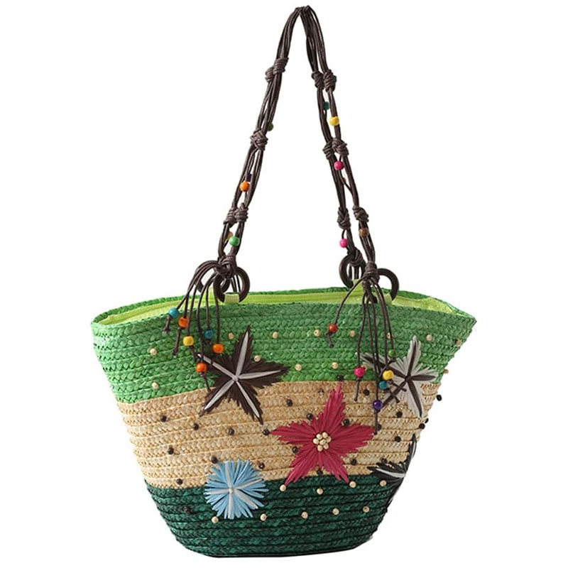 Sac Cabas Bohème aux Accents Colorés - Vert