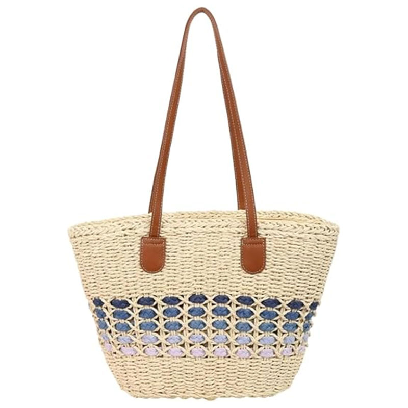 Sac Cabas Tressé Dégradé Azur - Beige