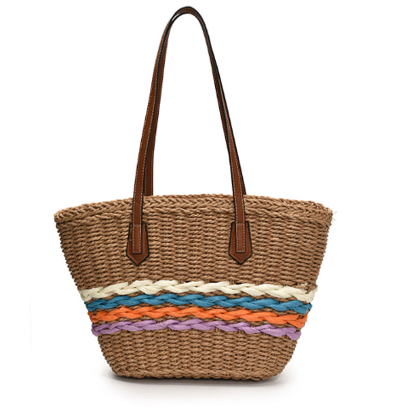 Sac Cabas Tressé Estival Élégance Bohème - Marron
