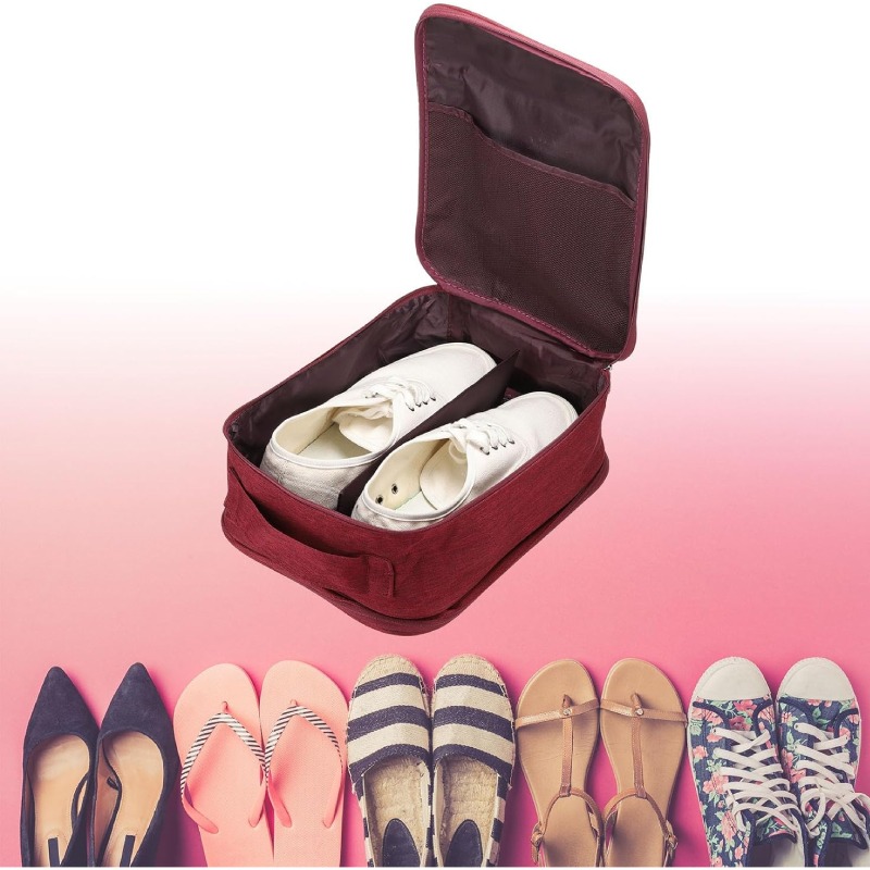 Sac De Rangement Pour Chaussures - Rouge Bordeaux - Image 4
