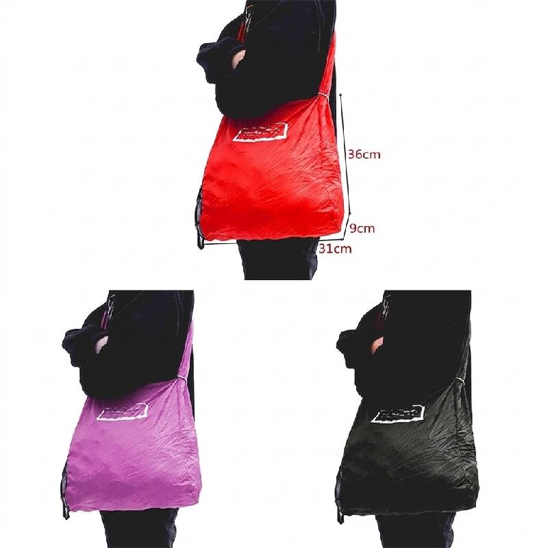 Sac Shopping Pliable à Bandoulière Réutilisable - Noir - Image 5